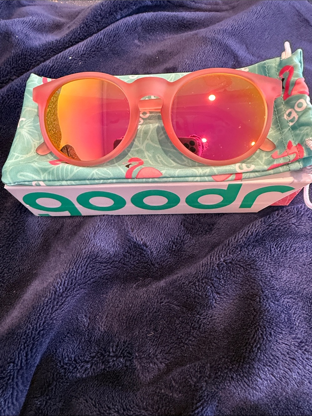 Goodr Circle G Pink Frame Sunglasses with Pink-Orange Mirrored Lenses